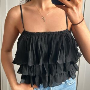 Black ruffle top